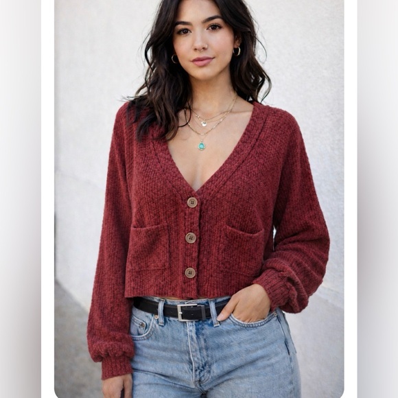 Free People Sweaters - FP Beach | Free People Cardigan V Neck Button Front Textured Women’s Size Medium